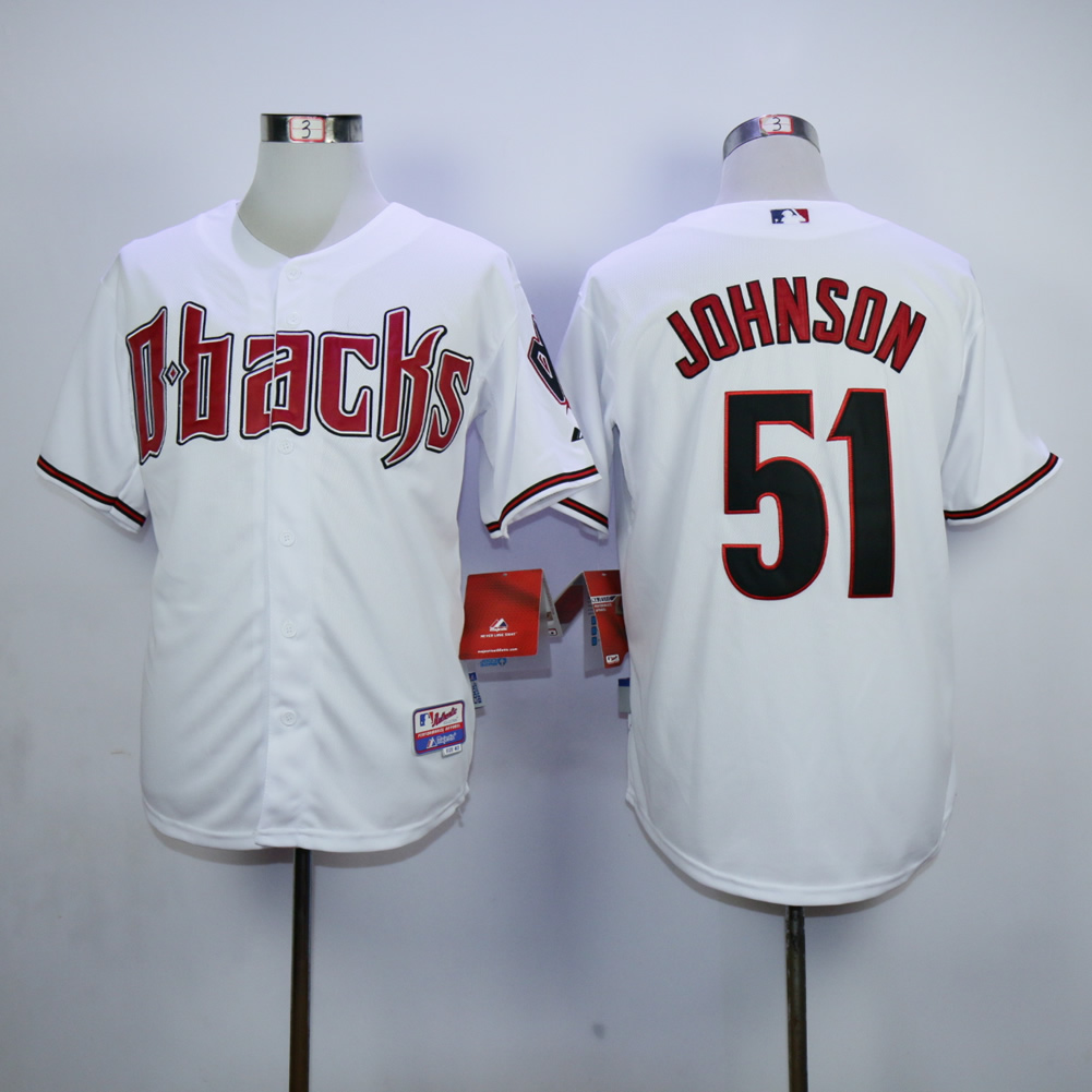 Men Arizona Diamondback 51 Johnson White MLB Jerseys1